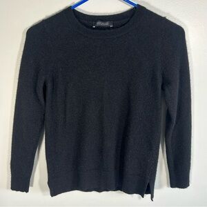 Ann Taylor 100% Cashmere Sweater Black Petite XS Crew Long-Sleeve Soft Pullover